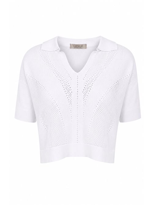 Maglia polo corta traforata in misto viscosa D. Exterior | 62024 R1BIAN